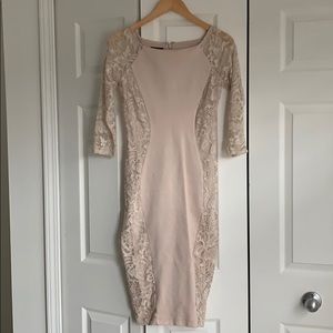 Bebe nude side lace dress
